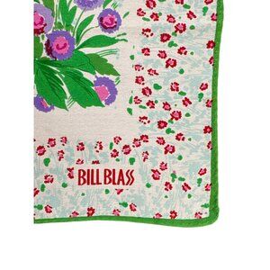 Vintage Bill Blass Floral Silk Scarf Botanical Print Pastel Pink Green Purple He